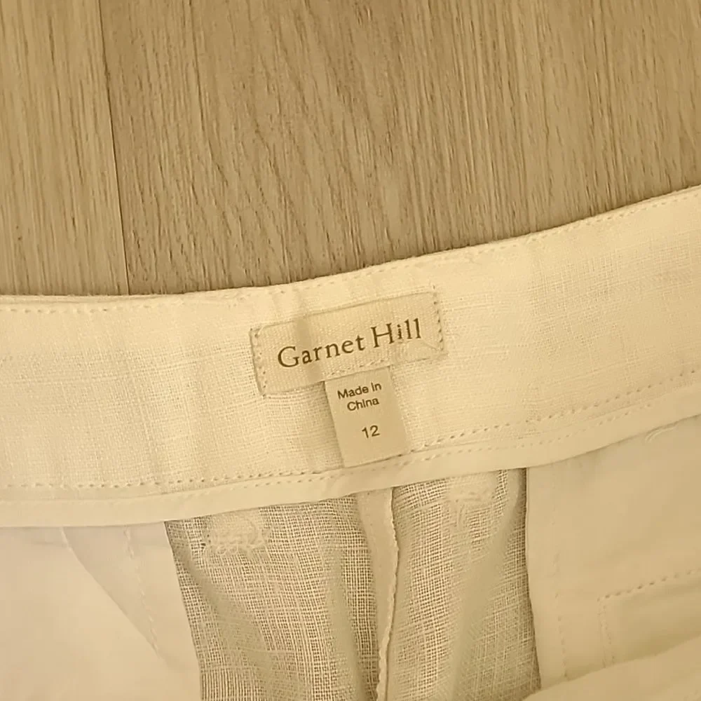 Garnet Hill 100% Linen Pants Wide Leg White 12 Summer Flowy Beachy Breathable - Picture 4 of 9